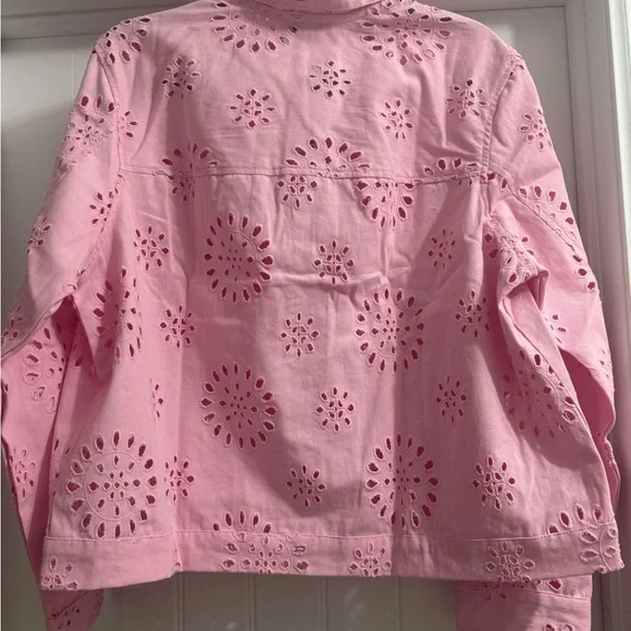 Pink Eyelet Button-Up Jacket - Picture 3 of 3